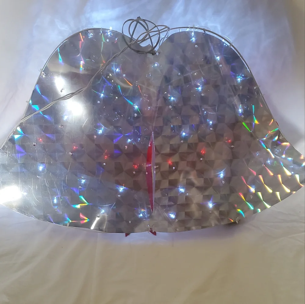 LED Crystal Disc Twin Bells Vtg 2000 Indoor Outdoor Hanging Light Display